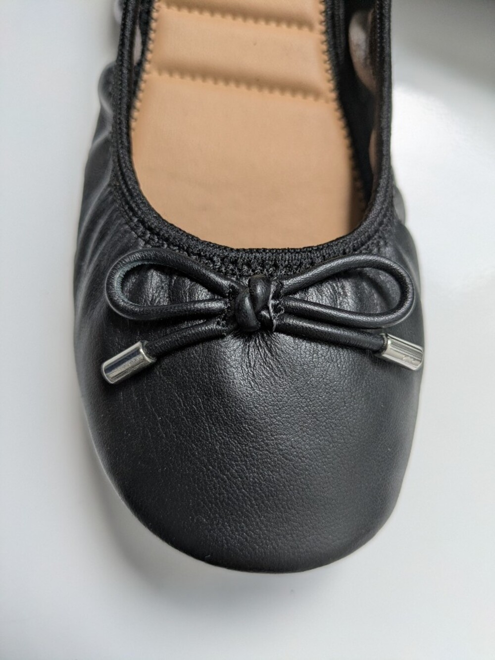 me too Black Leather Ballet Flats
